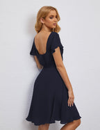Numbersea Chiffon Bridesmaid Dress V Neck Short Cocktail Gowns For Juniors Homecoming Dresses 28077