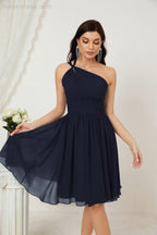 Numbersea Women Chiffon Short One Shoulder Bridesmaid Dress Formal Dresses For Party Homecoming 2804