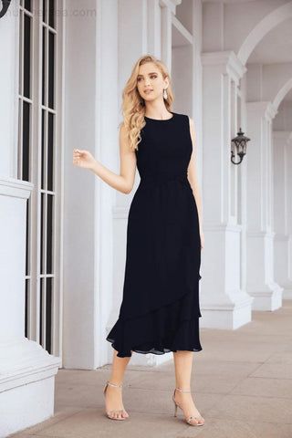 Numbersea Formal Party Gown Dress Chiffon Long Mother of The Bride Dresses with Ruffle Cape 28072 - numbersea