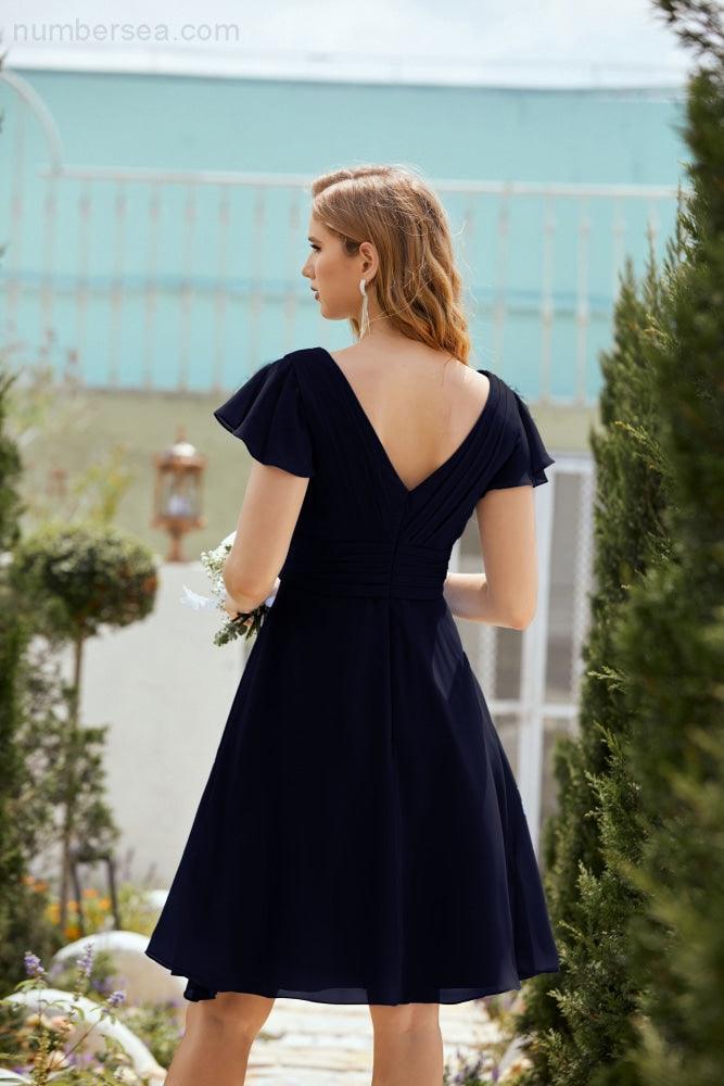 Neck Chiffon Bridesmaid Dresses Formal Cocktail Prom Gown Homecoming 28013