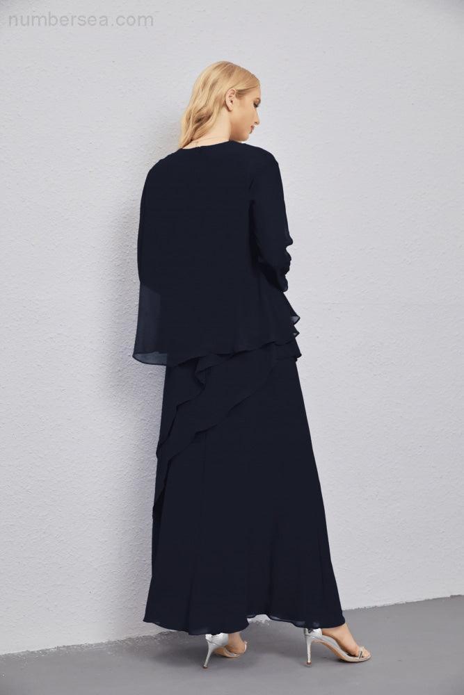 Mother of Bride Dresses with Open Front Lightweight Cardigan Formal Prom Gown 28081-numbersea