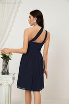 Numbersea Women Chiffon Short One Shoulder Bridesmaid Dress Formal Dresses For Party Homecoming 2804