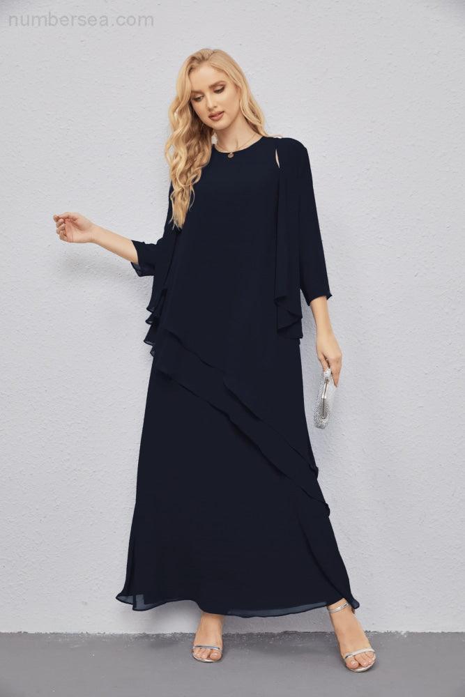 Mother of Bride Dresses with Open Front Lightweight Cardigan Formal Prom Gown 28081-numbersea