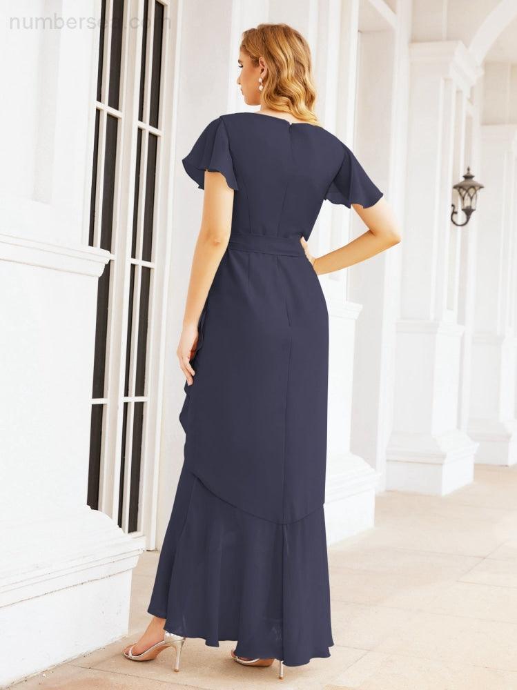 Numbersea Ruffled Bridesmaid Dresses Mermaid Formal Violin Evening Party Prom Gowns 28042-numbersea