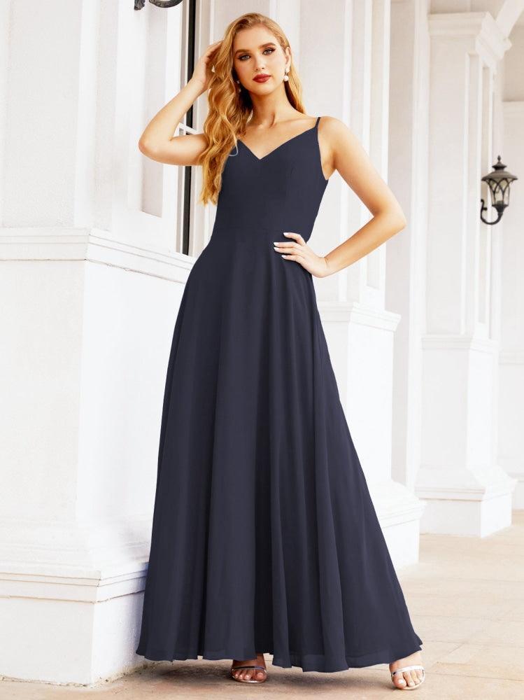 Numbersea Spaghetti Strap Bridesmaid Dresses V Neck Butterfly Back Fromal Evening Party Prom Gown 28036-numbersea