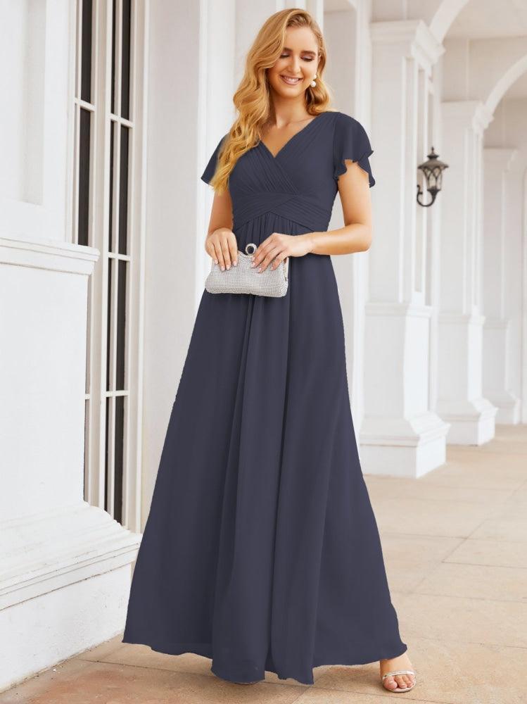 Numbersea Formal Prom Gowns for Mother of The Bride Cap Sleeves Bridesmaid Dress 28047-numbersea