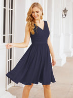 Numbersea Homecoming Dresses Knee Length Skirt V Back 28062 Dark Navy