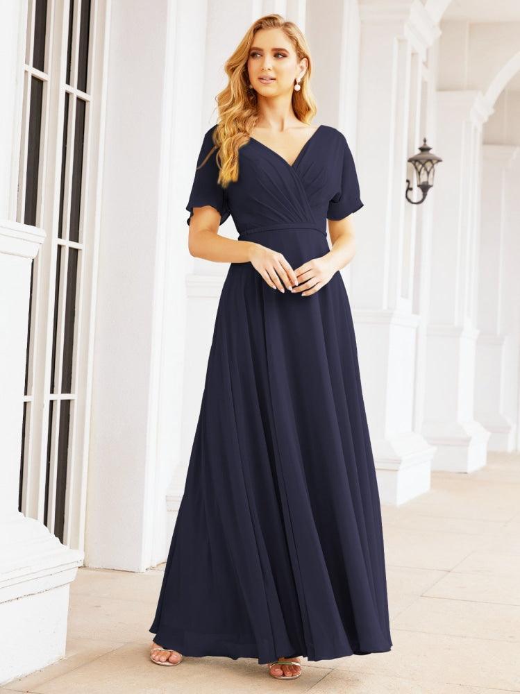 Numbersea Formal Prom Gowns for Mother of The Bride Short Sleeves Bridesmaid Dress 28049-numbersea