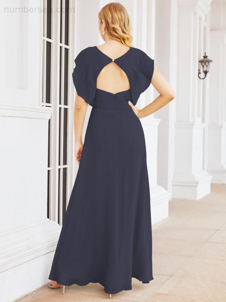 Numbersea Bridesmaid Dresses Cape Formal Prom Dress Open Back Gowns for Mother of The Bride 28058-numbersea