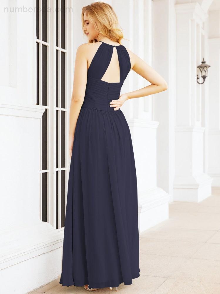 Numbersea Sleeveless Bridesmaid Dresses Long Prom Gown Zipper with Keyhole Back 28056-numbersea