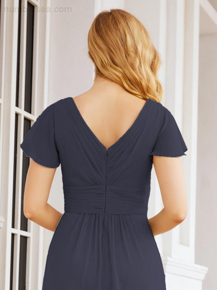 Numbersea Formal Prom Gowns for Mother of The Bride Cap Sleeves Bridesmaid Dress 28047-numbersea