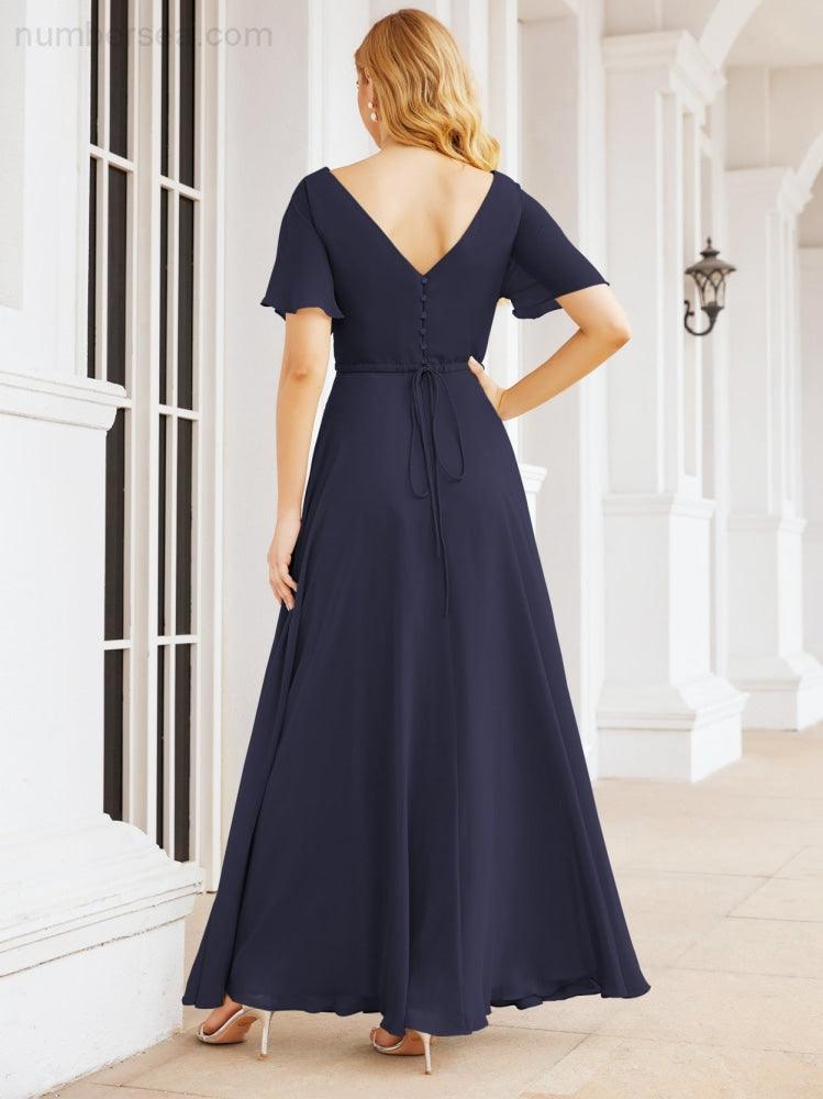 Numbersea Formal Prom Gowns for Mother of The Bride Short Sleeves Bridesmaid Dress 28049-numbersea