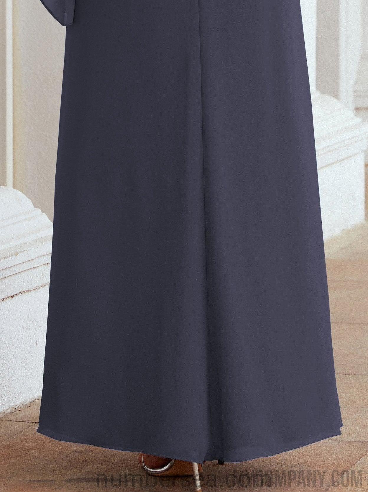 Numbersea Formal Party Gown Dress Long Chiffon Mother Of The Bride Dresses With Ruffle Cape 28026
