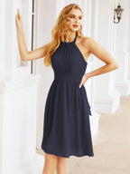 Numbersea Neckholder-Brautjungfernkleid aus Chiffon, kurz, ärmellos, formelles Partykleid, offener Rücken, 28023