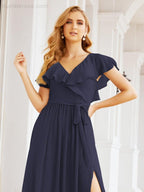 Bridesmaid Dresses with Flutter Sleeves Formal Evening Party Prom Gowns 28044-numbersea