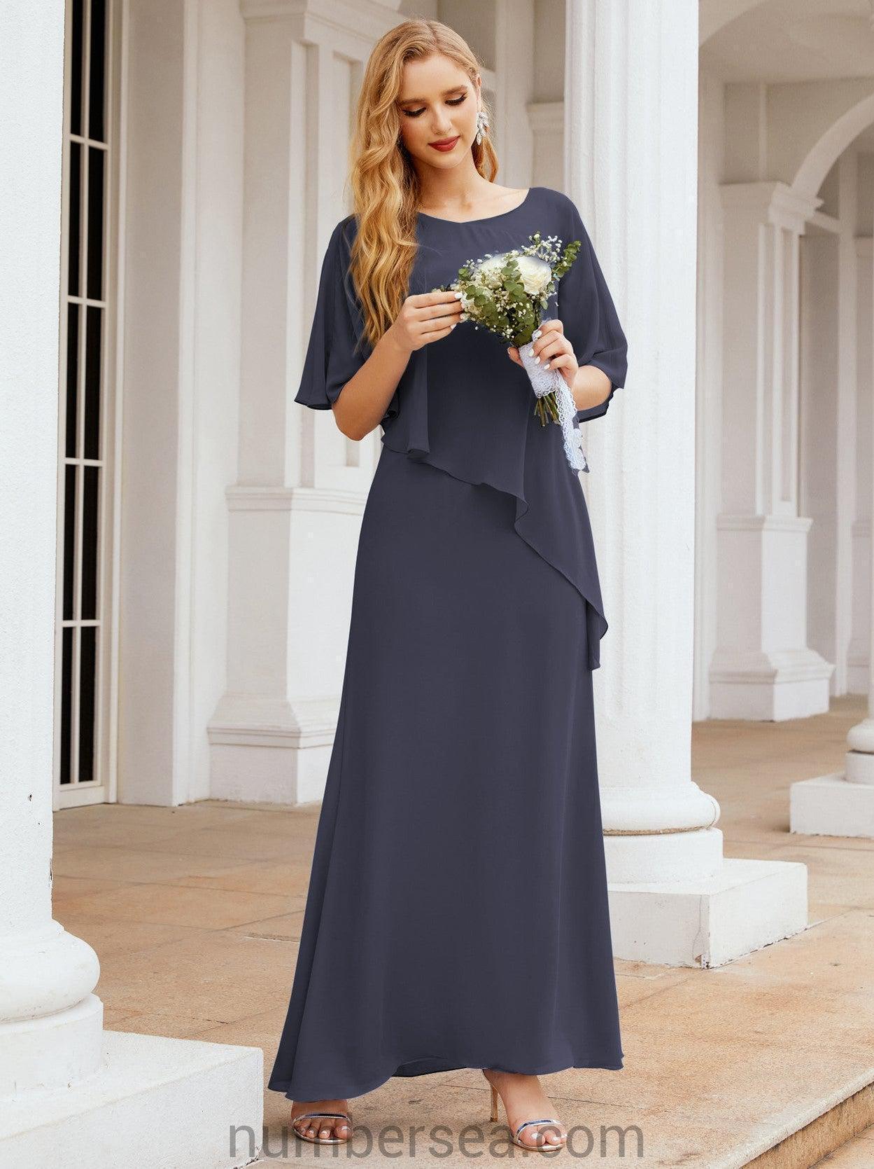 Numbersea Formal Party Gown Dress Long Chiffon Mother Of The Bride Dresses With Ruffle Cape 28026