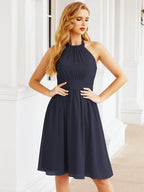 Numbersea Neckholder-Brautjungfernkleid aus Chiffon, kurz, ärmellos, formelles Partykleid, offener Rücken, 28023