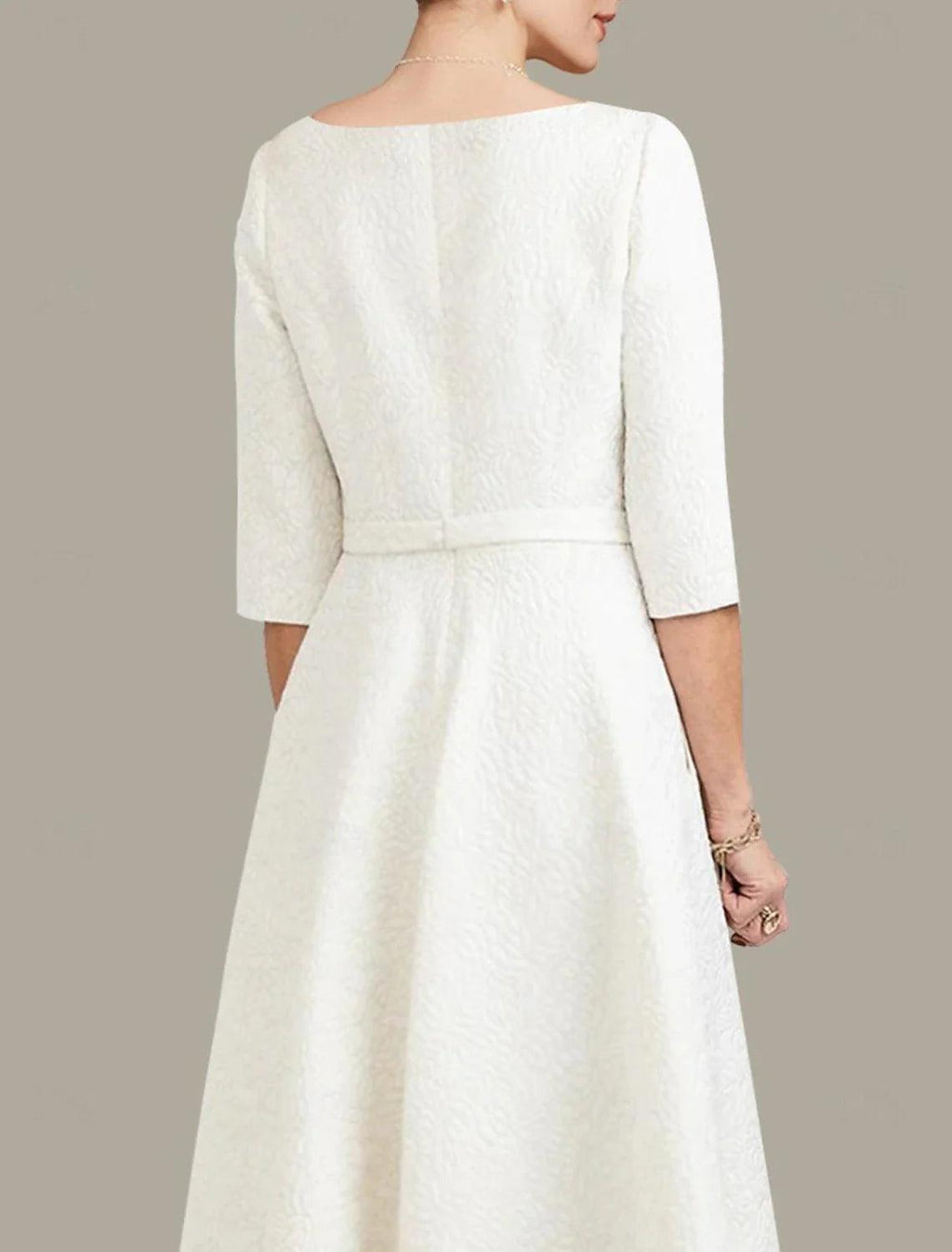 Elegantes High Low V-Ausschnitt Asymmetrische Länge Polyester 3/4 Ärmel mit Perlen Mutter der Braut Kleid