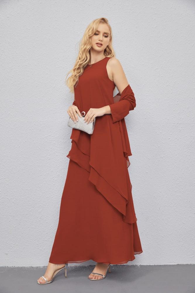 Mother of Bride Dresses with Open Front Lightweight Cardigan Formal Prom Gown 28081-numbersea