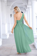 Ladies Chiffon One Shoulder Bridesmaid Evening Dress Wedding Party Evening Dress 28133-numbersea