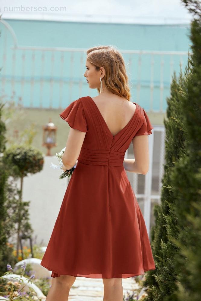 Neck Chiffon Bridesmaid Dresses Formal Cocktail Prom Gown Homecoming 28013
