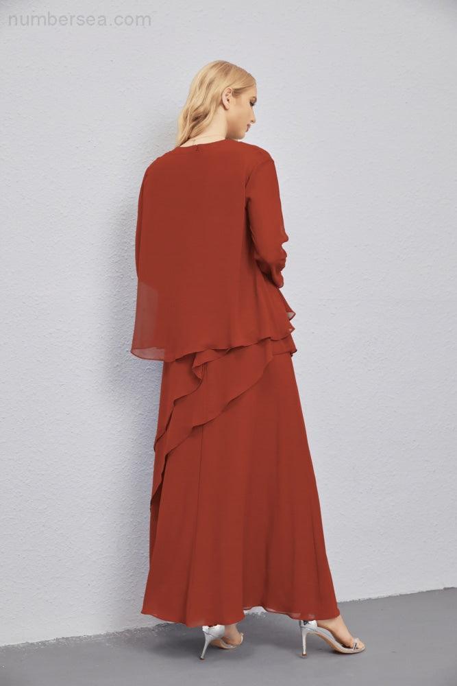 Mother of Bride Dresses with Open Front Lightweight Cardigan Formal Prom Gown 28081-numbersea