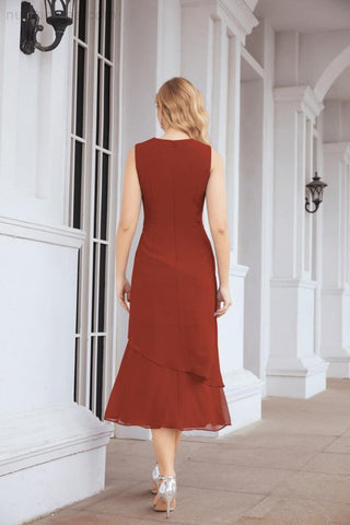 Numbersea Formal Party Gown Dress Chiffon Long Mother of The Bride Dresses with Ruffle Cape 28072 - numbersea