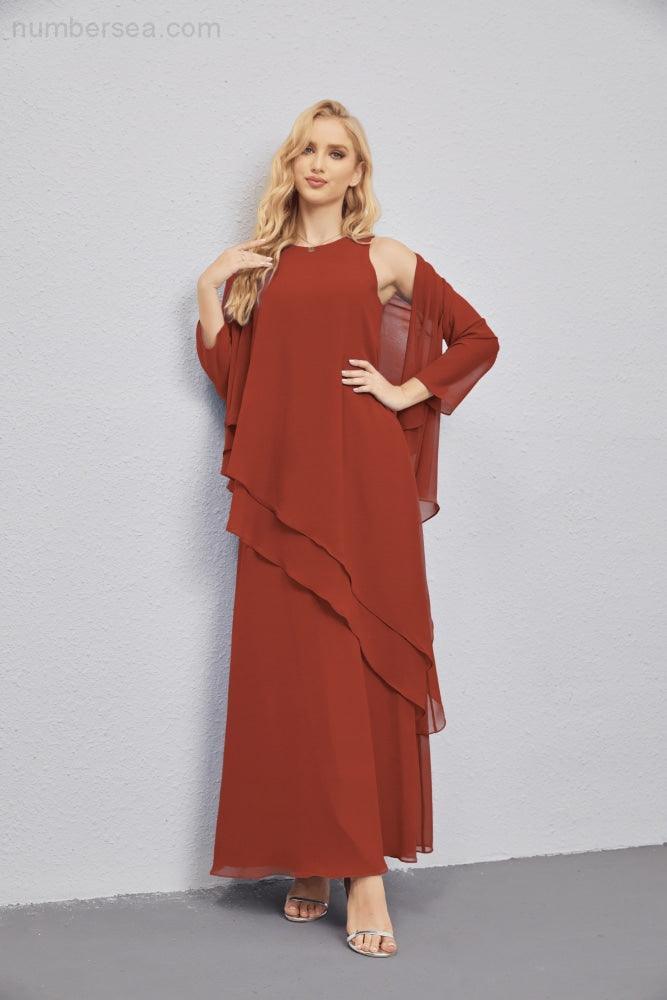 Mother of Bride Dresses with Open Front Lightweight Cardigan Formal Prom Gown 28081-numbersea