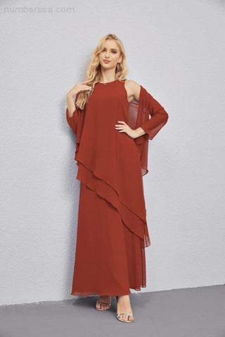 Mother of Bride Dresses with Open Front Lightweight Cardigan Formal Prom Gown 28081-numbersea