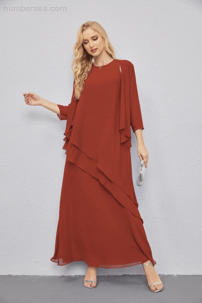 Mother of Bride Dresses with Open Front Lightweight Cardigan Formal Prom Gown 28081-numbersea