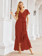 Numbersea Ruffled Bridesmaid Dresses Mermaid Formal Violin Evening Party Prom Gowns 28042-numbersea
