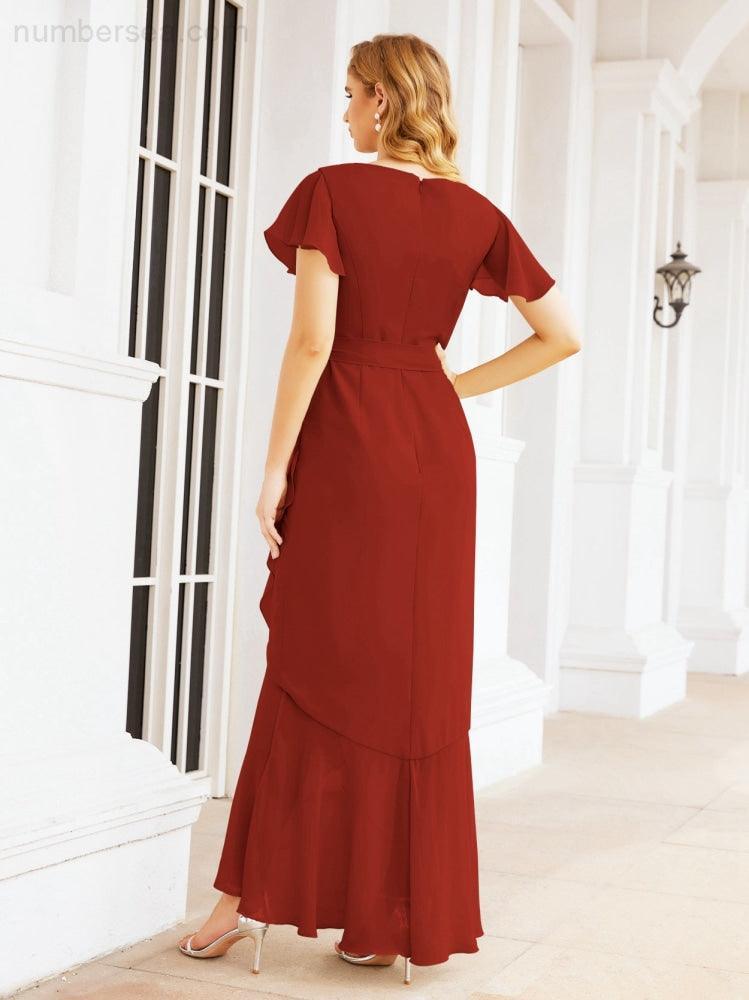 Numbersea Ruffled Bridesmaid Dresses Mermaid Formal Violin Evening Party Prom Gowns 28042-numbersea