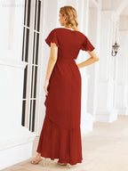 Numbersea Ruffled Bridesmaid Dresses Mermaid Formal Violin Evening Party Prom Gowns 28042-numbersea