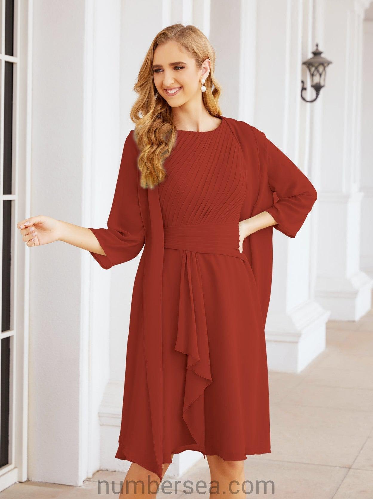 Numbersea Chiffon Mother Of The Bride Dresses Prom Dress For Wedding Guest Casual Pleated 28065 Rust