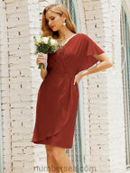 Homecoming Dresses Knee Length Sleeveless Prom Gowns 28021 Rust Red