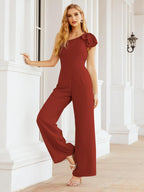 Numbersea Womens One Shoulder Chiffon Long Jumpsuit Formal Evening Dress Bridesmaid Dresses Pants