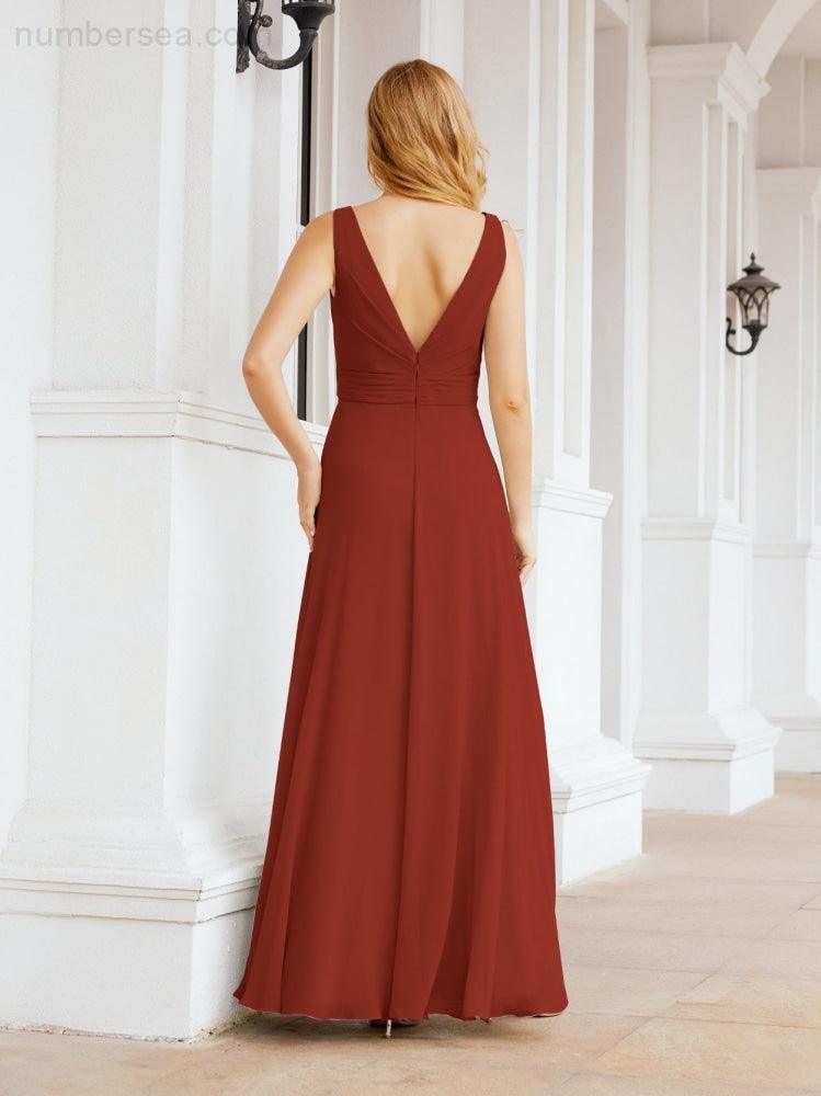 Numbersea Bridesmaid Dresses for Wedding Ruffles Long Formal Prom Gowns 28039-numbersea