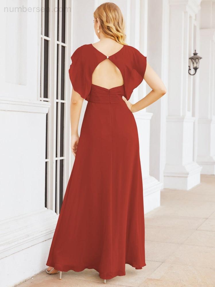 Numbersea Bridesmaid Dresses Cape Formal Prom Dress Open Back Gowns for Mother of The Bride 28058-numbersea