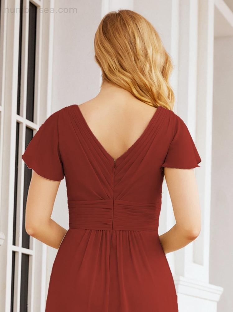 Numbersea Formal Prom Gowns for Mother of The Bride Cap Sleeves Bridesmaid Dress 28047-numbersea