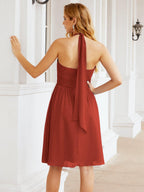Numbersea Neckholder-Brautjungfernkleid aus Chiffon, kurz, ärmellos, formelles Partykleid, offener Rücken, 28023