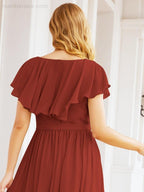 Bridesmaid Dresses with Flutter Sleeves Formal Evening Party Prom Gowns 28044-numbersea
