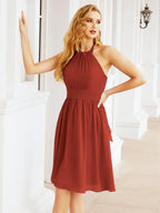 Numbersea Neckholder-Brautjungfernkleid aus Chiffon, kurz, ärmellos, formelles Partykleid, offener Rücken, 28023