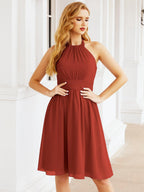 Numbersea Neckholder-Brautjungfernkleid aus Chiffon, kurz, ärmellos, formelles Partykleid, offener Rücken, 28023