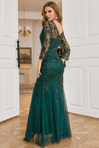 Mother of the Bride Dress Mermaid Beading with Long Sleeves