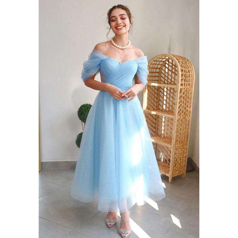 Wunderschönes und bezauberndes schulterfreies A-Linien-Party-Ballkleid aus Tüll