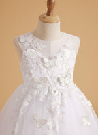 Serenity Princess Ball Gown with Lace Appliques and Butterfly Embellishments