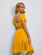 Numbersea Chiffon Bridesmaid Dress V Neck Short Cocktail Gowns For Juniors Homecoming Dresses 28077