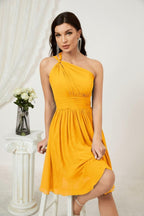 Numbersea Women Chiffon Short One Shoulder Bridesmaid Dress Formal Dresses For Party Homecoming 2804