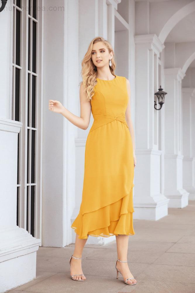 Numbersea Formal Party Gown Dress Chiffon Long Mother of The Bride Dresses with Ruffle Cape 28072 - numbersea