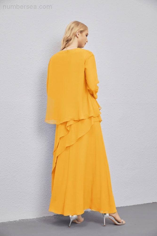 Mother of Bride Dresses with Open Front Lightweight Cardigan Formal Prom Gown 28081-numbersea